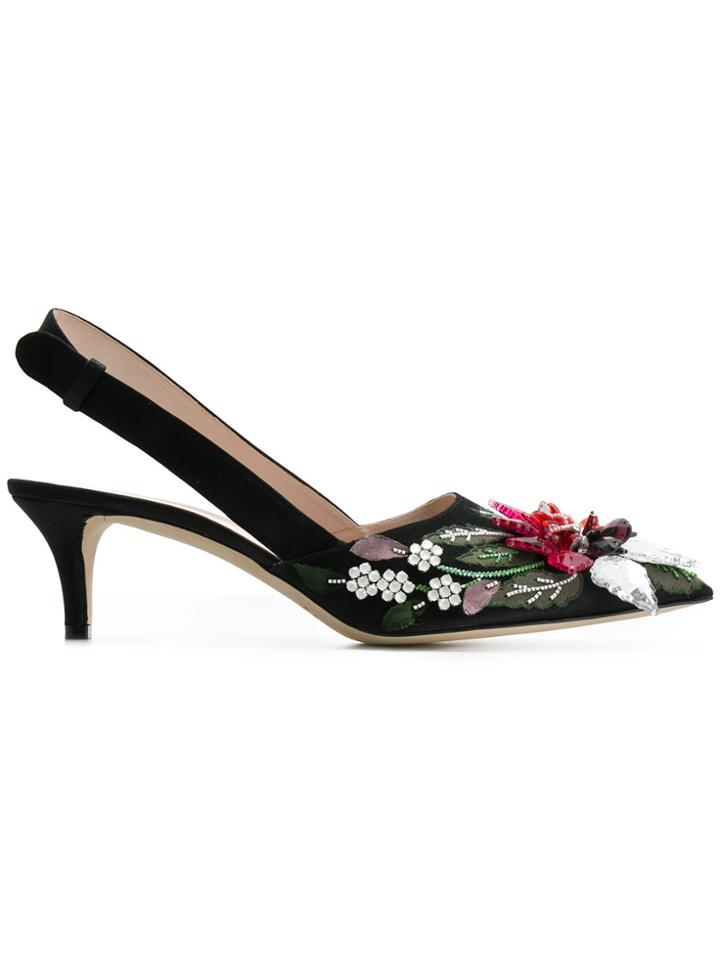 Christopher Kane Peonies Slingback - Black