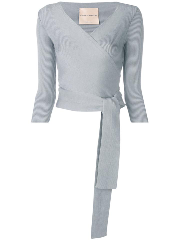 Erika Cavallini Wrap V-neck Top - Grey