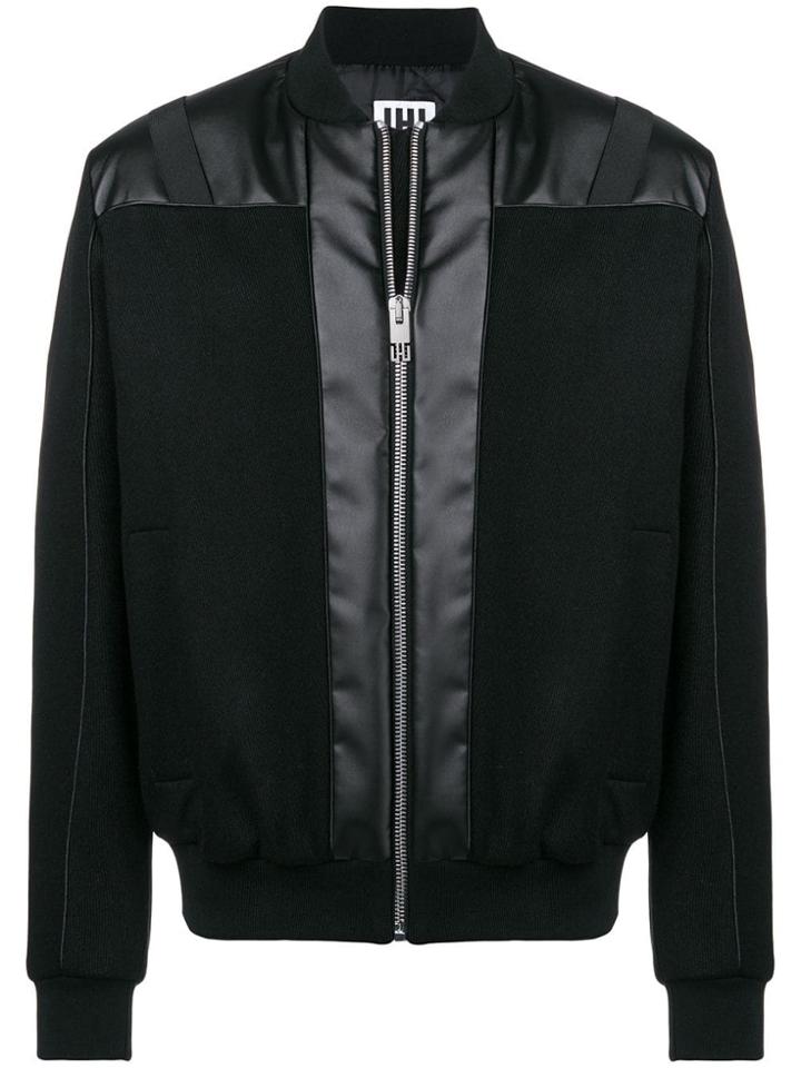 Les Hommes Urban Contrast Panel Bomber Jacket - Black