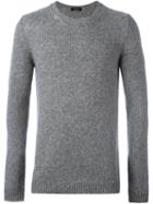 Roberto Collina Round Neck Pullover, Men's, Size: 48, Grey, Nylon/camel Hair/merino