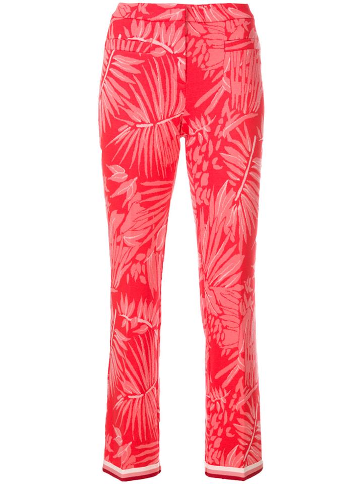 Cambio Palm Print Trousers - Pink & Purple