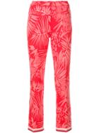 Cambio Palm Print Trousers - Pink & Purple