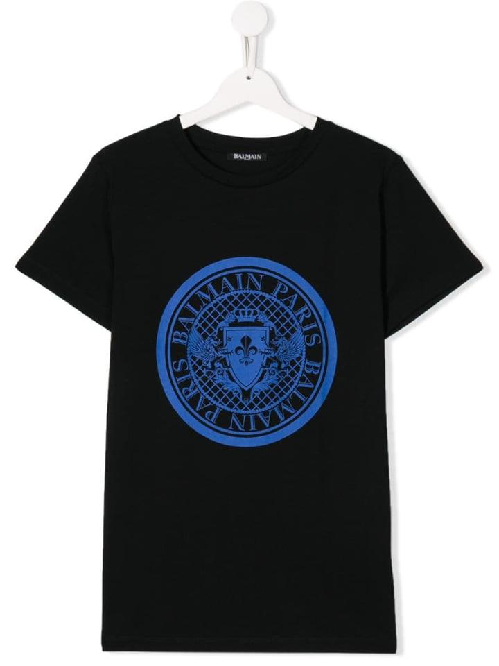 Balmain Kids Teen Crest Logo T-shirt - Black