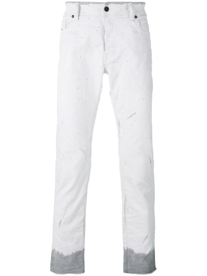 Diesel - Dipped Hem Jeans - Men - Cotton/polyester - 32, White, Cotton/polyester
