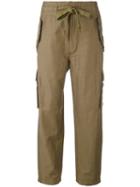 Vince - Tie-waist Cropped Trousers - Women - Cotton/linen/flax/cupro - S, Green, Cotton/linen/flax/cupro