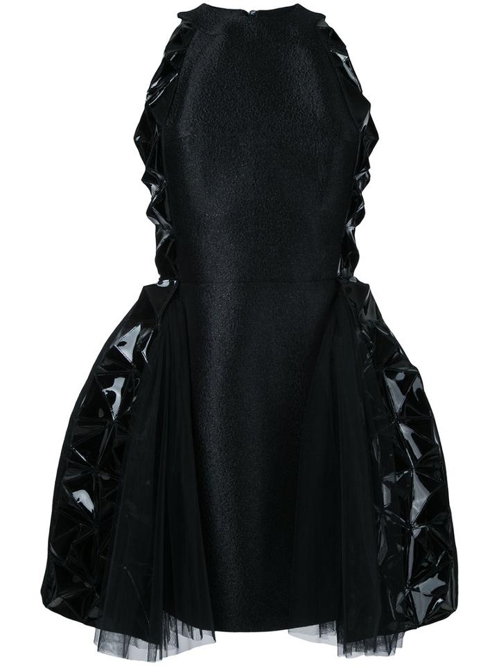 Isabel Sanchis - Leather Insert Skater Dress - Women - Silk/polyamide - 40, Black, Silk/polyamide
