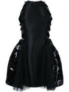 Isabel Sanchis - Leather Insert Skater Dress - Women - Silk/polyamide - 40, Black, Silk/polyamide