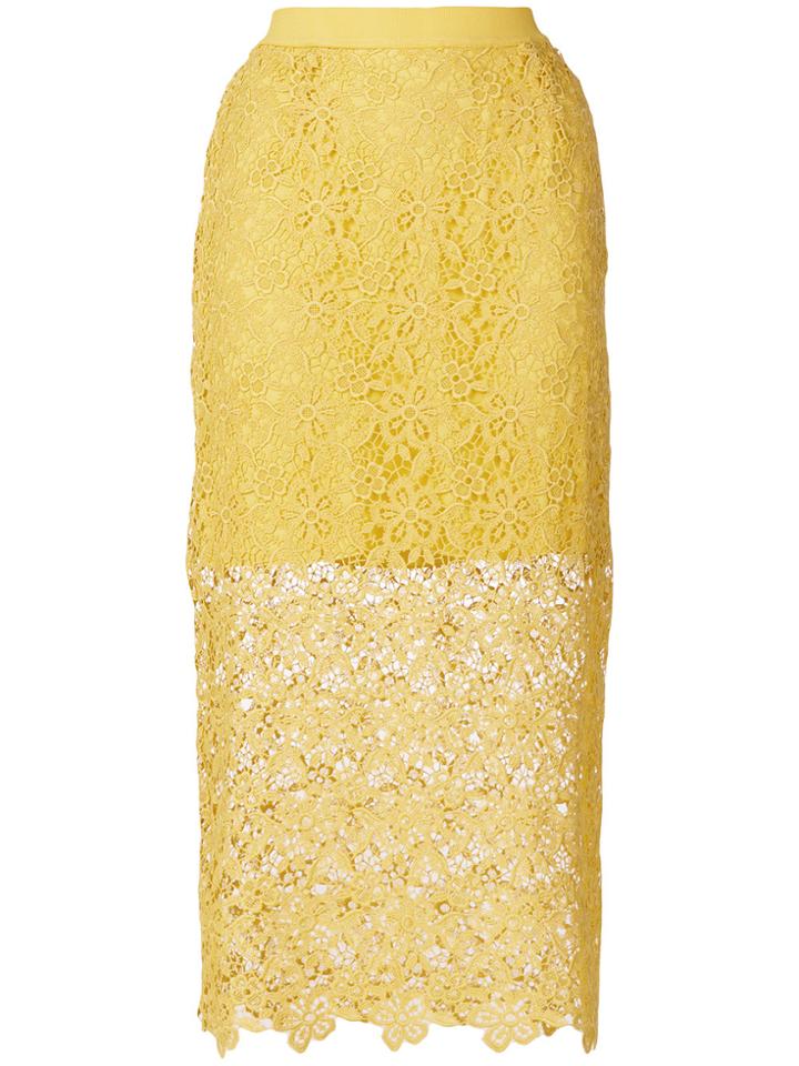 Ermanno Ermanno Lace Pencil Skirt - Yellow & Orange