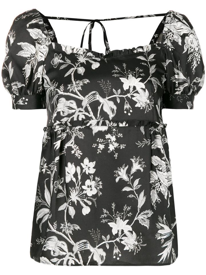 Mcq Alexander Mcqueen - Floral Embroidered Blouse - Women - Polyester - 38, Black, Polyester