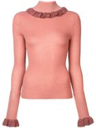 Jill Stuart Ruffled Collar Knit Sweater - Pink & Purple