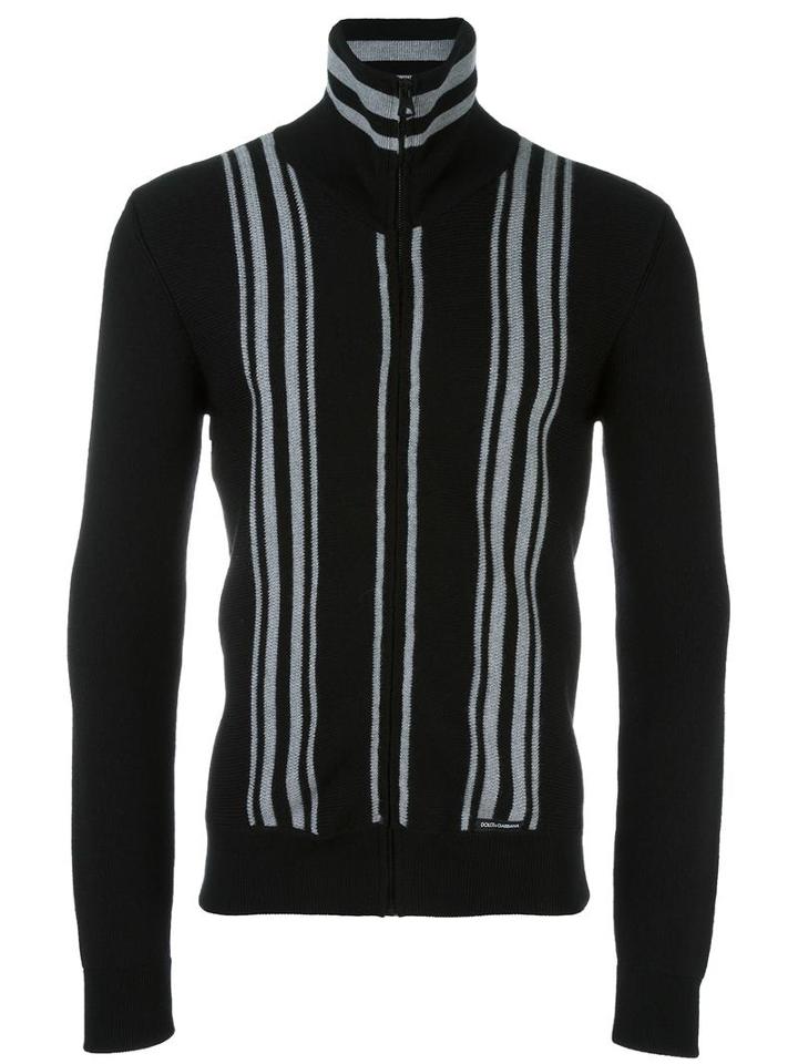 Dolce & Gabbana Striped Cardigan, Men's, Size: 50, Black, Virgin Wool