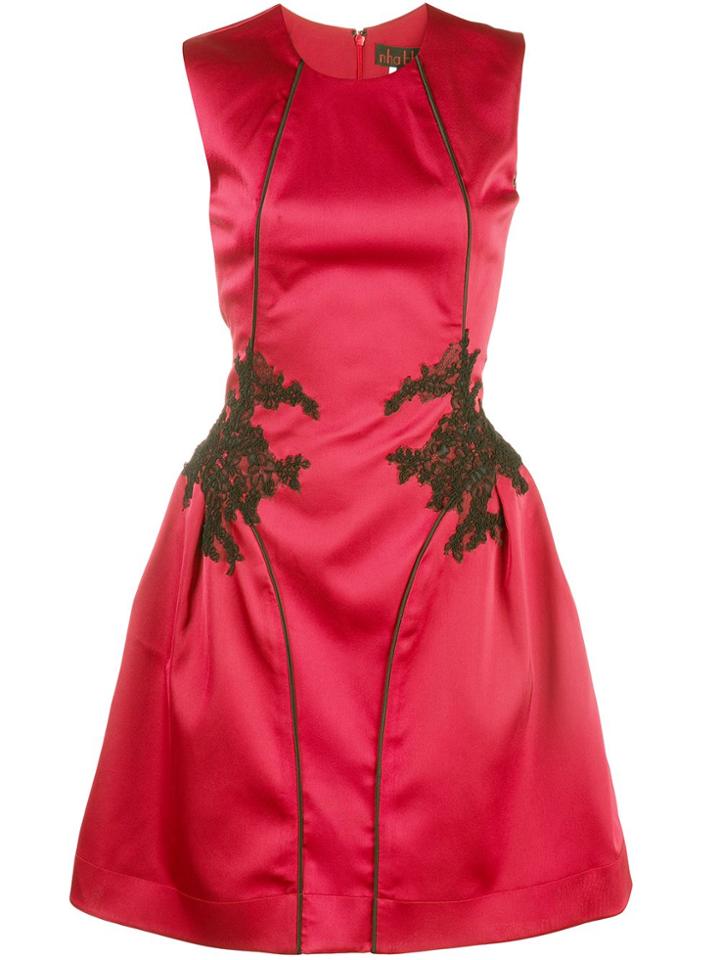 Nha Khanh Lace Panel Mini Dress - Red