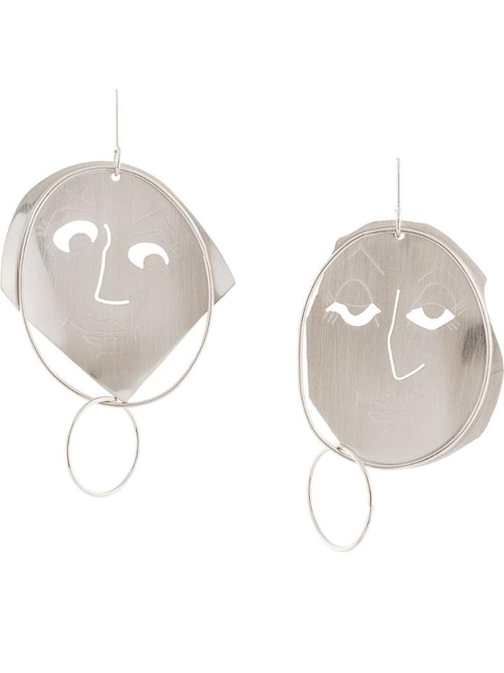 Jw Anderson Face Motif Earrings - Silver