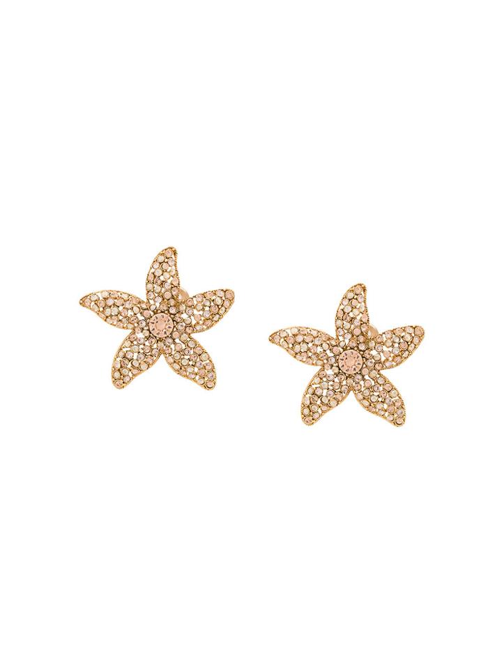 Oscar De La Renta Crystal Embellished Starfish Earrings - Metallic