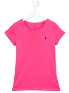 Ralph Lauren Kids Embroidered Logo T-shirt, Girl's, Size: 14 Yrs, Pink/purple