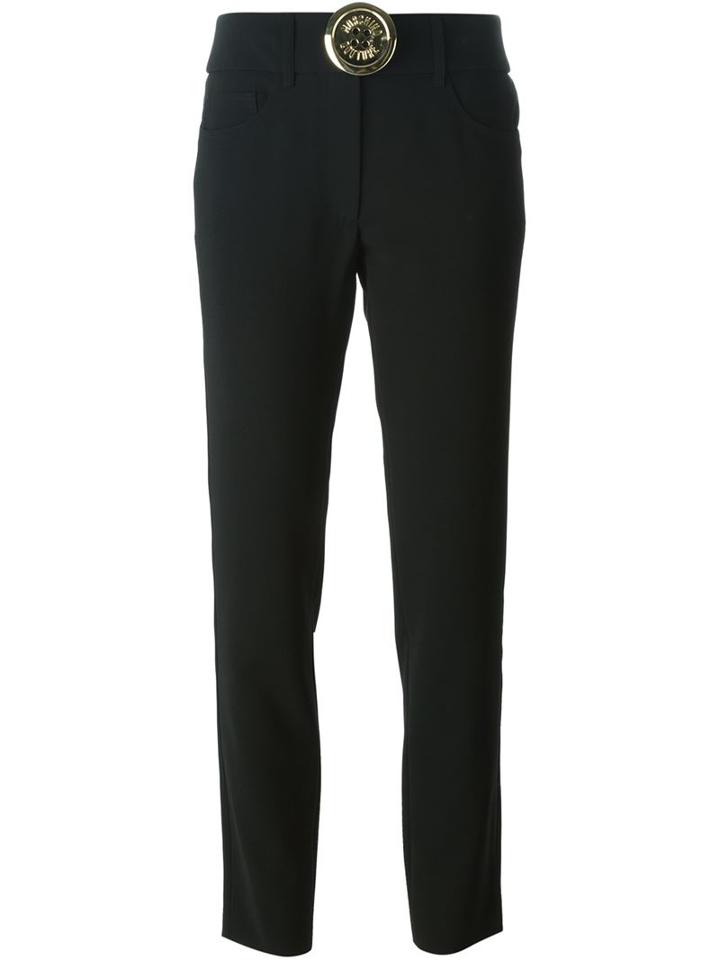 Moschino Button Detail Trousers, Women's, Size: 42, Black, Triacetate/polyester
