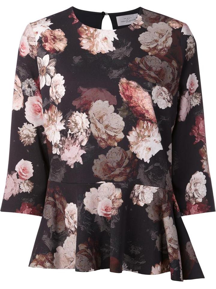 Preen By Thornton Bregazzi 'retta' Floral Print Top, Women's, Size: Small, Black, Spandex/elastane/viscose