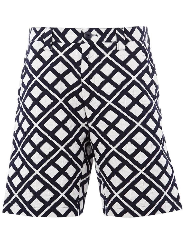 Blue Blue Japan Geometric Print Shorts, Men's, Size: Small, Black, Cotton