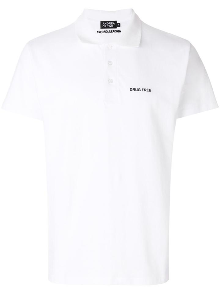 Andrea Crews Slogan Polo Top - White