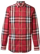 Burberry Brit Checked Shirt, Men's, Size: S, Red, Cotton/polyamide/spandex/elastane