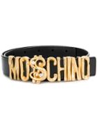 Moschino Embellished Logo Belt - Black