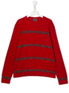 Young Versace Teen Branded Stripe Jumper - Red