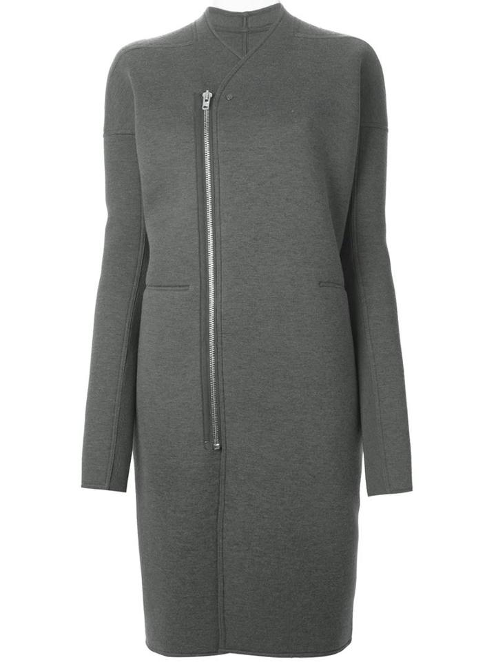 Rick Owens Lilies Zipped Oversized Coat, Women's, Size: 44, Grey, Polyamide/polyurethane/wool