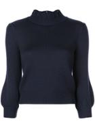 Co Bubble Sleeves Knit Sweater - Blue