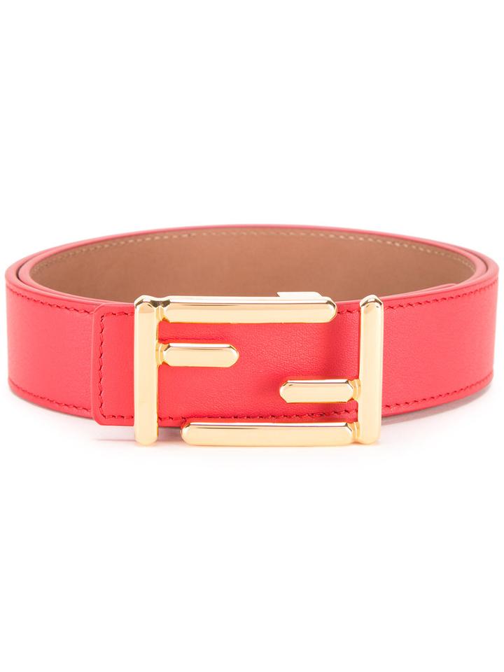 Fendi Logo Branded Belt, Women's, Size: 75, Red, Calf Leather