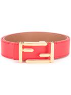 Fendi Logo Branded Belt, Women's, Size: 75, Red, Calf Leather