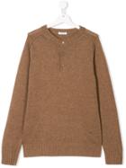 Paolo Pecora Kids Buttoned Collar Sweater - Brown