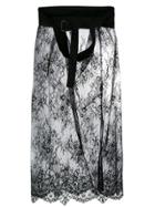 Y's Lace Tie Waist Midi Skirt - Black