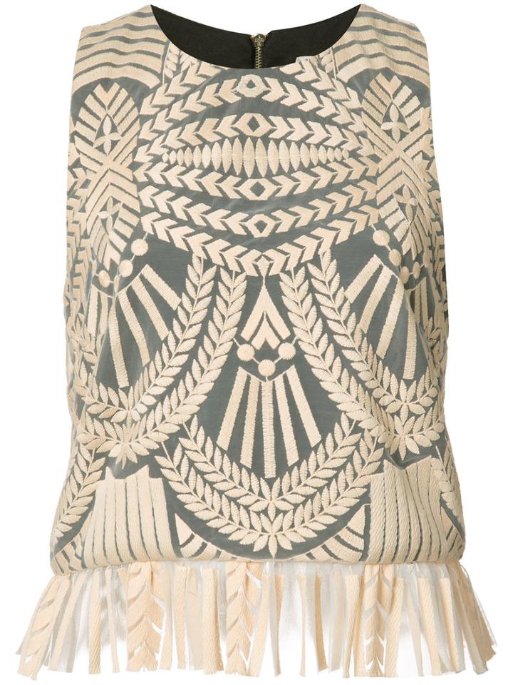 Nicole Miller Peplum Hem Top, Women's, Size: Large, Nude/neutrals, Polyester