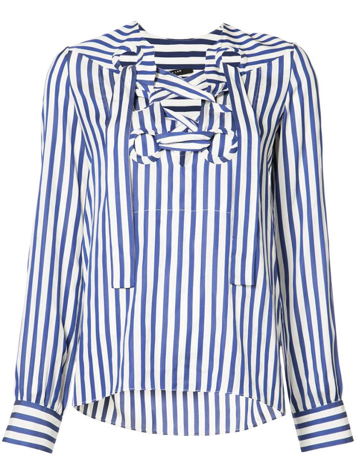 Derek Lam Long Sleeve Lace Up Blouse - Blue