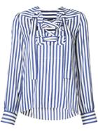 Derek Lam Long Sleeve Lace Up Blouse - Blue