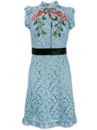 Gucci Embroidered Cluny Lace Dress - Blue