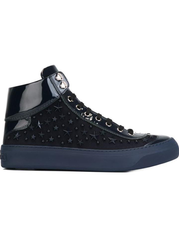 Jimmy Choo Argyle Hi-top Sneakers, Men's, Size: 40, Blue, Patent Leather/leather/canvas/rubber