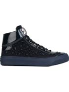 Jimmy Choo Argyle Hi-top Sneakers, Men's, Size: 40, Blue, Patent Leather/leather/canvas/rubber