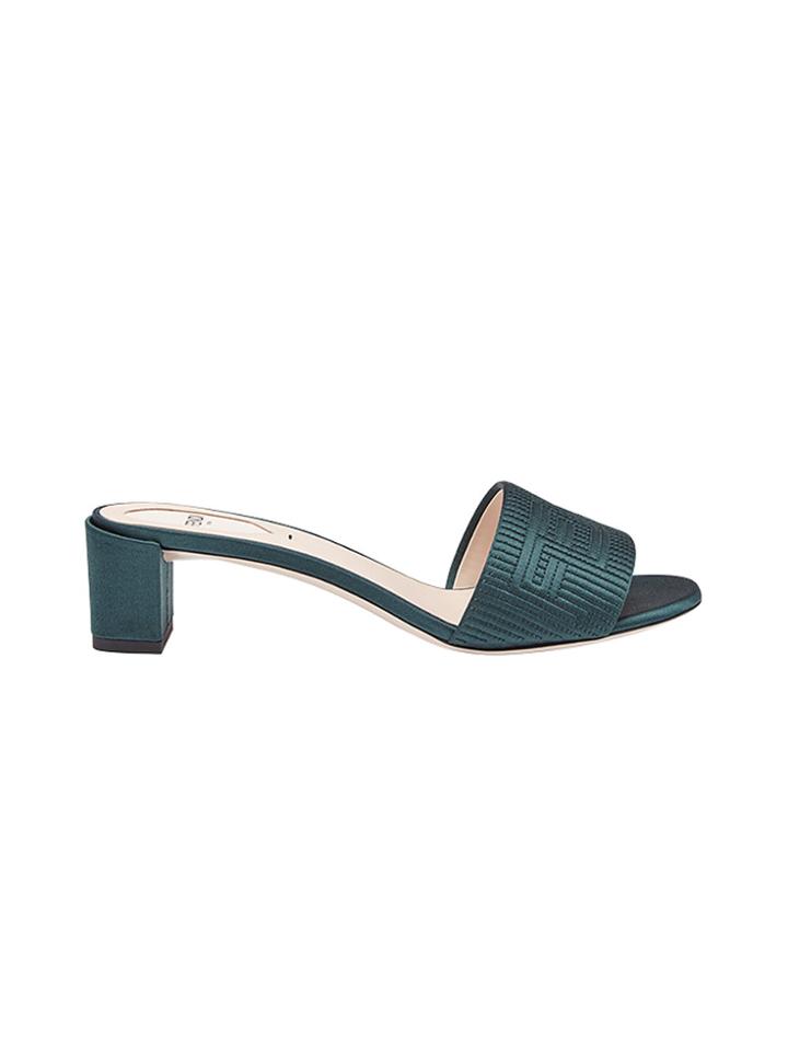 Fendi Logo Embroidered Open-toe Sandals - Green