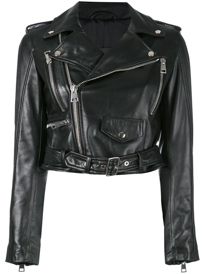 Manokhi Zipped Biker Jacket - Black
