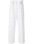 Via Masini 80 Grid Pattern Cropped Trousers - White