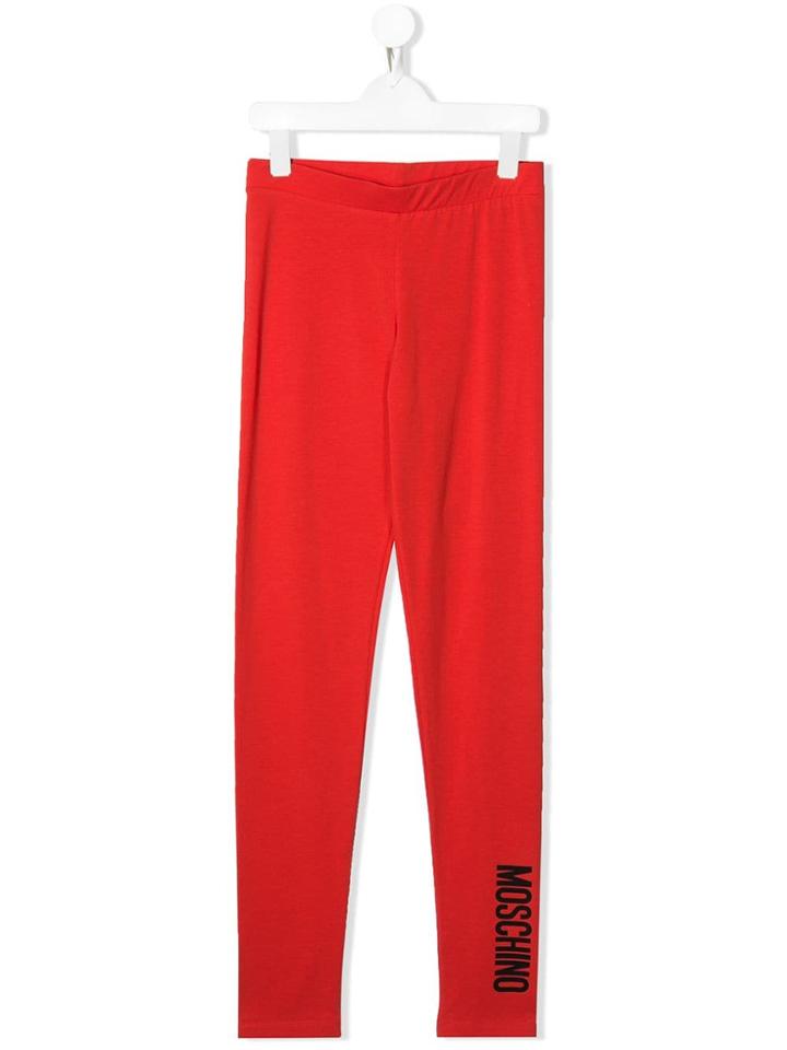 Moschino Kids Teen Logo Print Leggings - Red