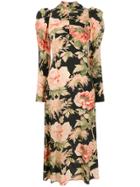 Zimmermann Peony-print Ruched Dress - Black