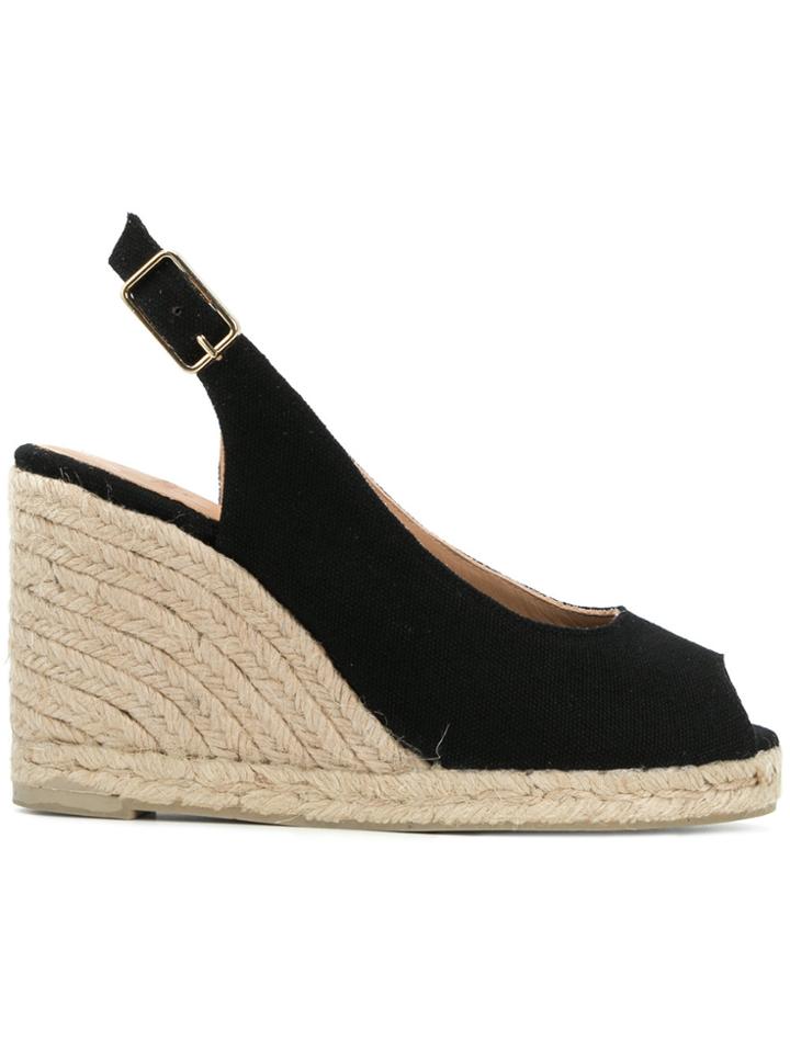 Castañer Sling-back Wedge Espadrilles - Black