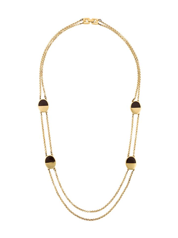 Givenchy Vintage Oval Detail Chain Necklace - Metallic