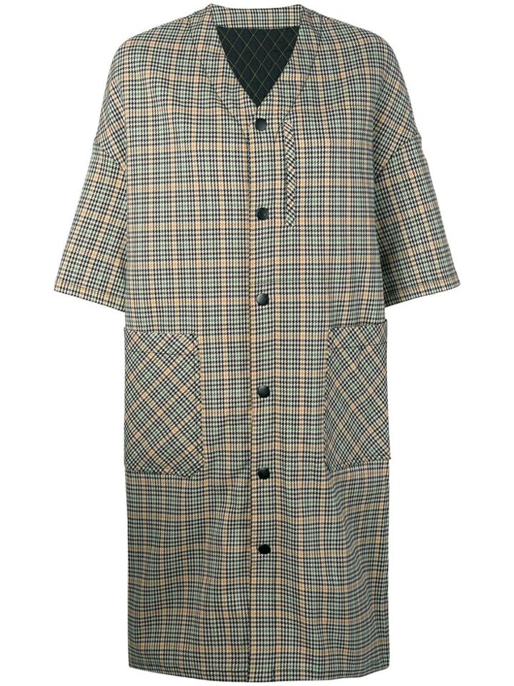 Neul Checkered Midi Coat - Nude & Neutrals