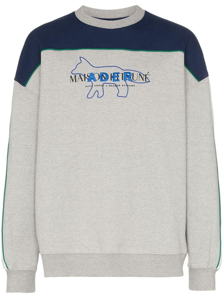 Maison Kitsuné X Ader Error Logo Embroidered Sweatshirt - Grey