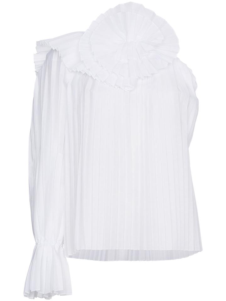 Rosie Assoulin One Shoulder Pleated Top - White
