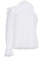 Rosie Assoulin One Shoulder Pleated Top - White