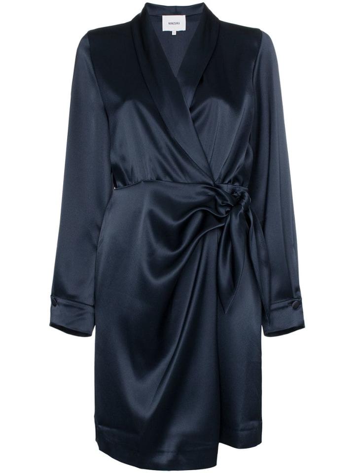 Nanushka Siwa Satin Mini Wrap Dress - Blue